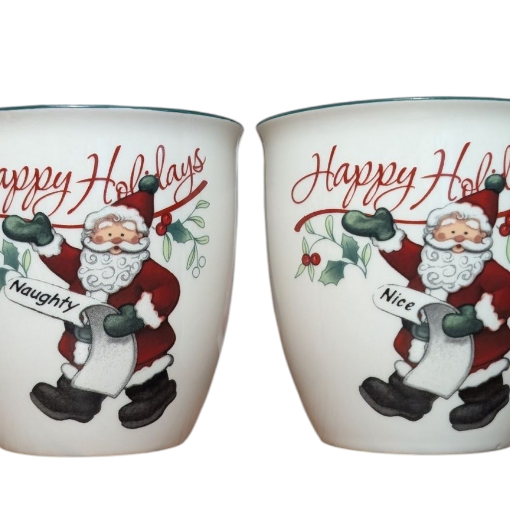 Santa Naughty And Nice Mugs - Set Of Two